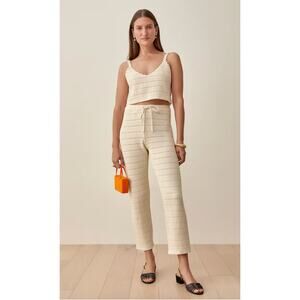 Reformation Carini Crochet Open Knit Two Piece Set Gossamer Cream Size 8